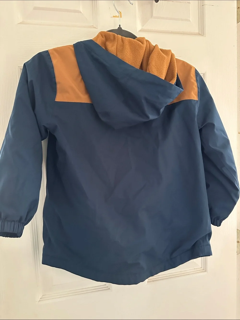 wonder nation Navy and Tan Hooded Rain Jacket